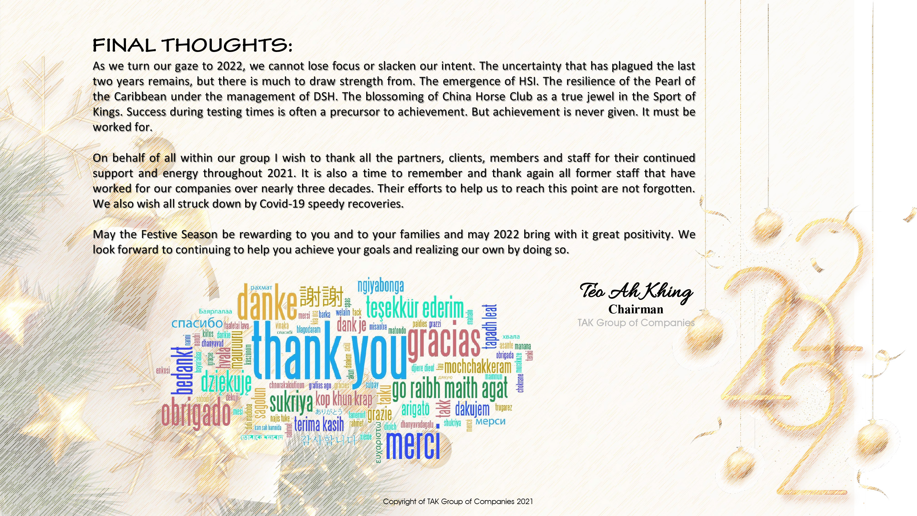 2022 Chairmans New Year Message